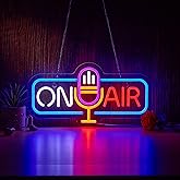 Roouneon On Air Neon Sign for Wall Decor Recording Light Signs Beer Bar Home Bedroom Man Cave Neon Light with Dimmable Switch LED Artwork Décor