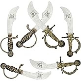 6 pcs Plastic Pirate Swords Set - Kids Pirate Cosplay Cutlass Supplies Pirate Toy Weapon for Dress-Up, Pretend Play, Party Favors, Halloween Costume Props