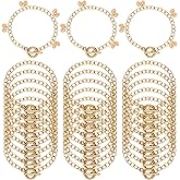 SHENLIU 80 Pieces Bracelet Chains with OT Toggle Clasp, 8.66 inches Long Stainless Steel DIY Charm Bracelets Making Kit Bulk Round Link Bracelet Connectors Jewelry Making Chain for Women Crafts(Gold)