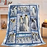 Penguin Blanket for Kids, Cute Penguin Throw Fleece Blanket Gifts for Boys Girls, Warm Cozy Soft Flannel Stuff for Bed Sofa Couch 50" x 40"