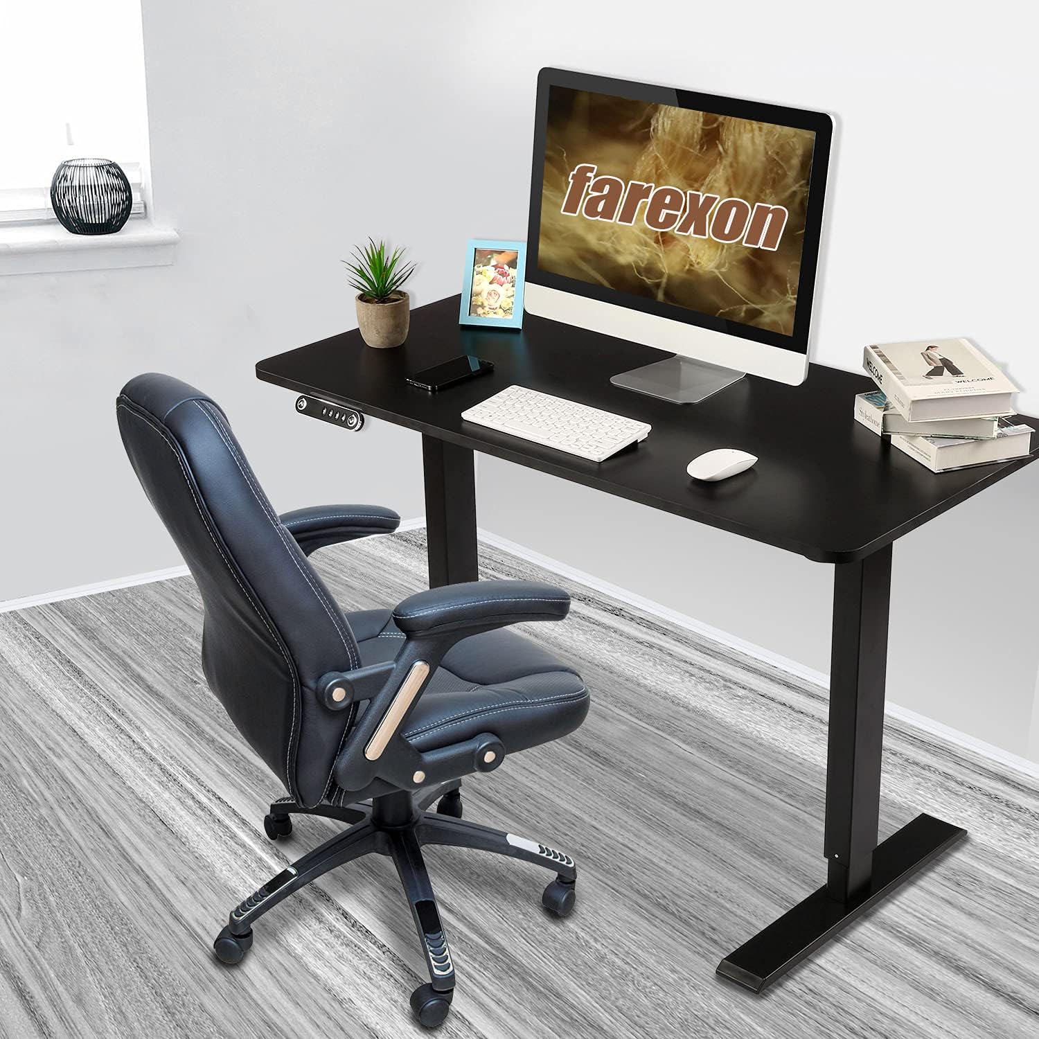 Stand Desk Electric Desk Adjustable Height Computer Desk,Farexon 48 x 24 Inches Sit Stand Home Office Table I Shaped Desk with Memory Preset Height: Kitchen & Dining