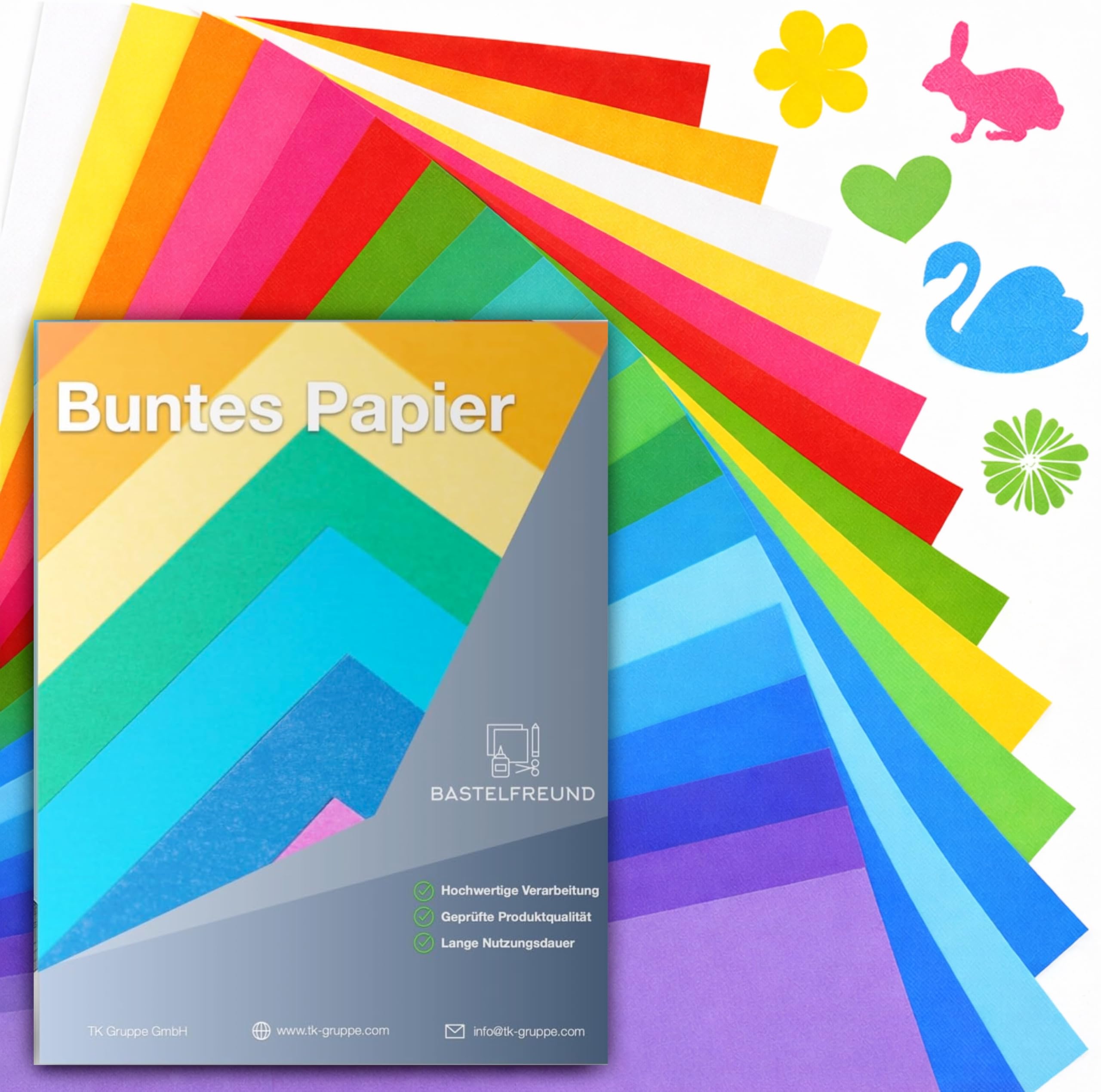 100x Buntes Papier A4 120 g/m² - Bastelpapier bunt - Buntpapier - Druckerpapier zum Basteln & Gestalten - Tonpapier & Tonkarton