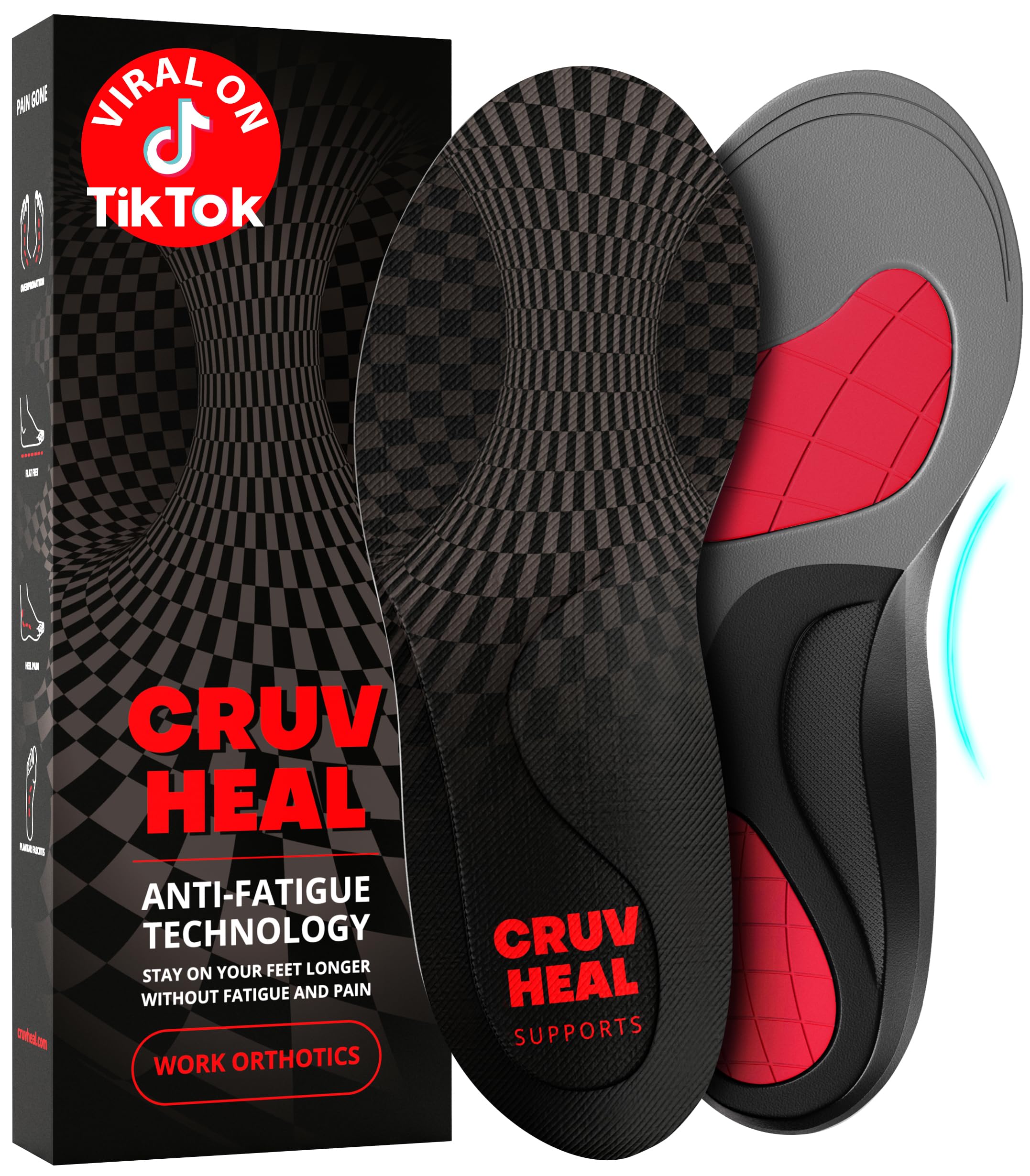 Photo 1 of (New) Work Orthotic Insoles - Anti Fatigue Medium Arch Support Shoe Insert Men Women - Plantar Fasciitis Flat Feet - Relieve Foot Pain - Work Boot Insoles Standing All Day (L, Gray)