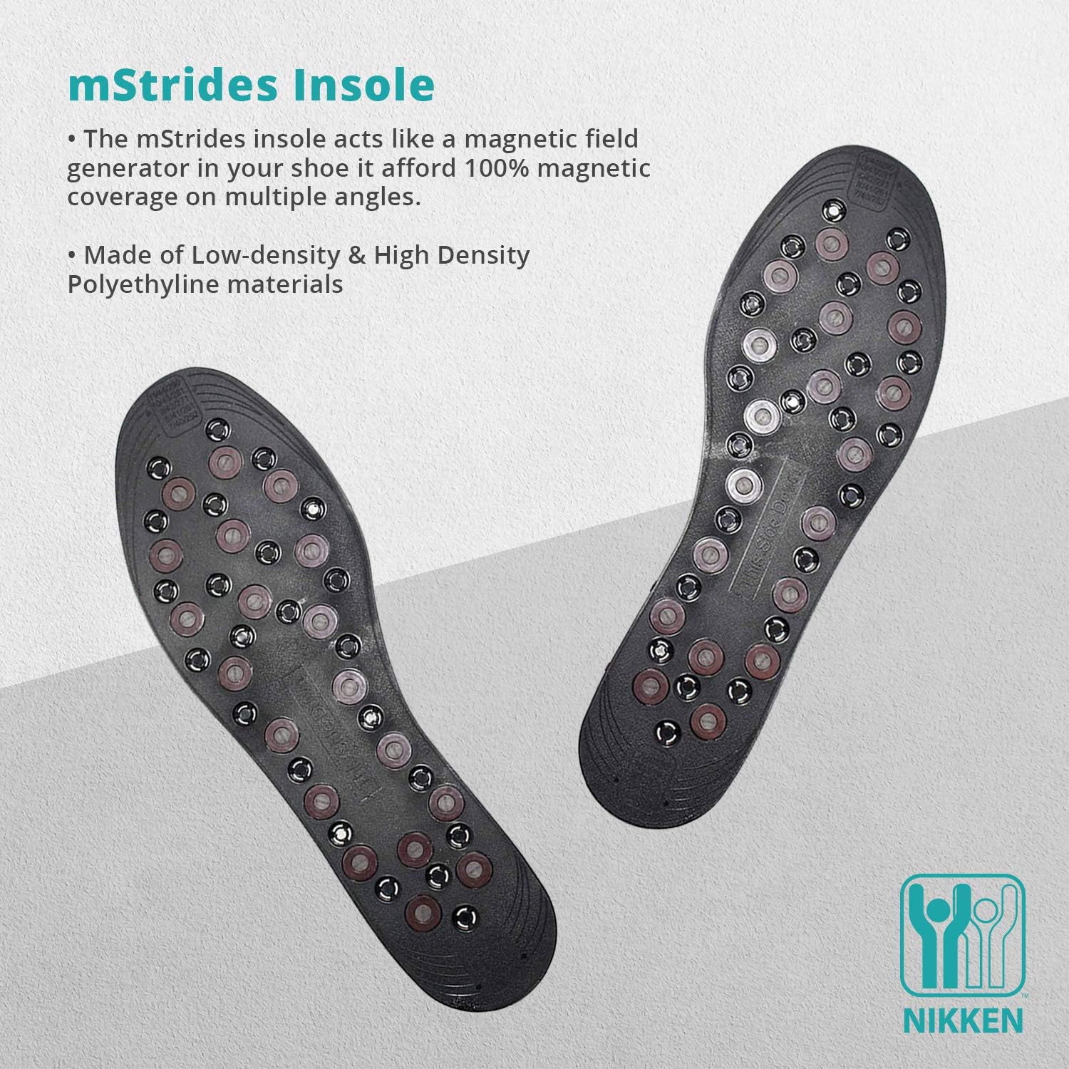 Nikken 1 mStrides Insoles, 20211, Men Shoe Sizes 7 to 12, Pair, Cut to Fit, Magnetic Therapy, Improve Blood Circulation, Kenko: Health & Personal Care