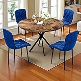 Recaceik 5-Piece Round Dining Table Set for 4, 39-Inch Kitchen Table & 4 Velvet Chairs, Brown Round Kitchen Table Set Compact