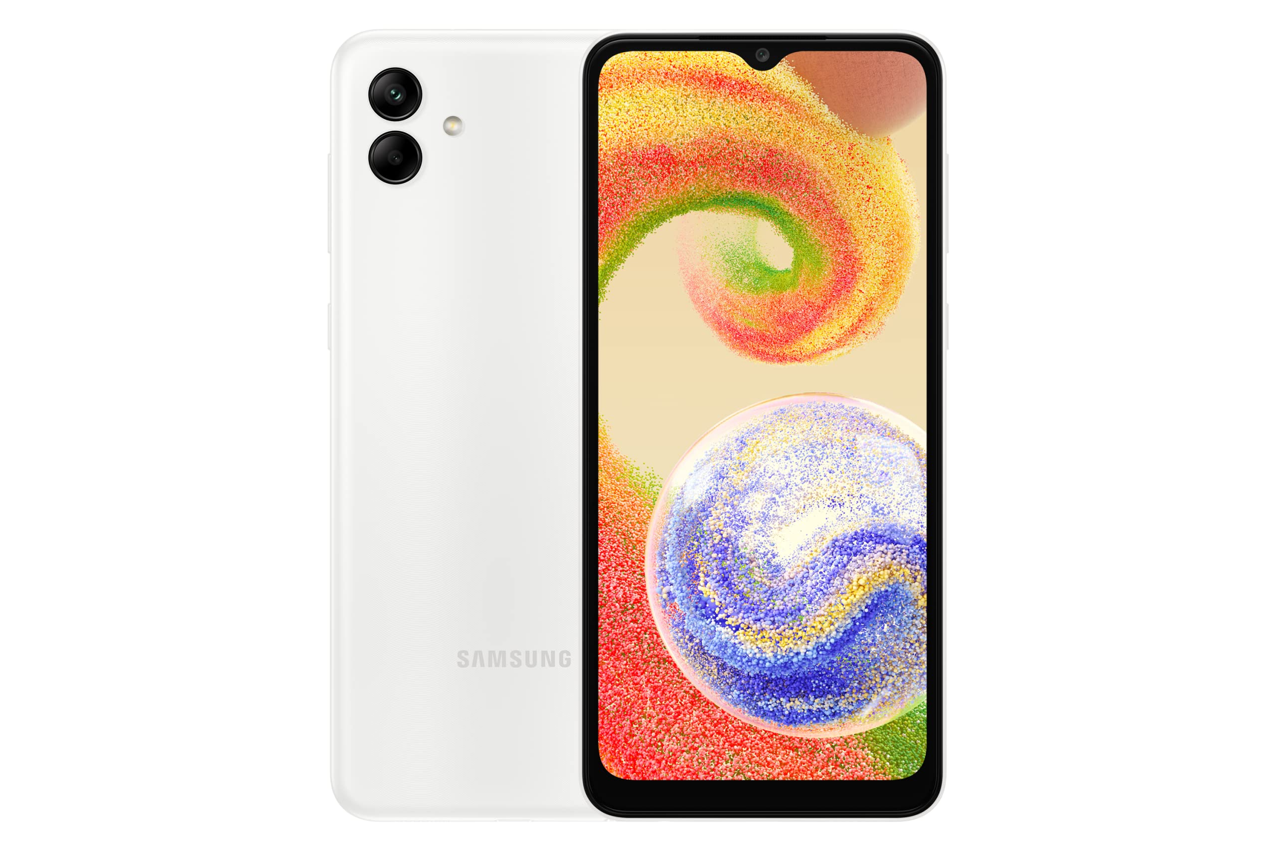 SAMSUNG Galaxy A04 (SM-A045F/DS) Dual SIM,32GB + 3GB, Factory Unlocked GSM, International Version (Fast Car Charger Bundle) - No Warranty - (White)