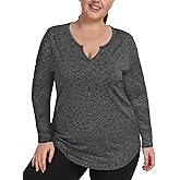FOREYOND Plus Size Workout Tops for Women Long Sleeve Shirts Athletic Active Yoga Gym Clothes Loose Fit