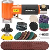 NuoDunco 2" Pneumatic Mini Orbital Sander Kit 2-In-1 Air Grinder Polisher | Dual-Adapter Design With Adjustable Speed, 40 Pcs Quick Change &amp; Hook Loop Sanding Discs for Metal &amp; Woodworking Surface Prep