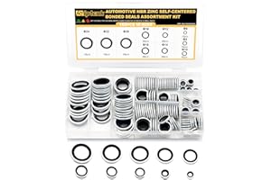 Siptenk 165 PCS Automotive Self-Centered Bonded Sealing Washers Assortment Zinc-Plated Metal Black NBR Dowty Sealing Gasket O Ring Kit Set 10 Sizes M6 M8 M10 M12 M14 M16 M18 M20 M22 M24