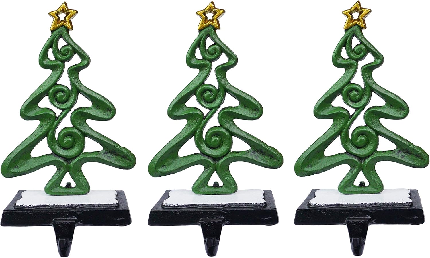 Lulu Decor, Cast Iron Tree Stocking Holder 3 pc, Decorative, Strong, Durable Hooks, 9.5" Height x 5" Wide, Weighs 2lb 4oz(Set of 3)