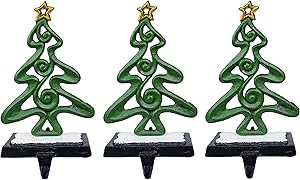Lulu Decor, Cast Iron Tree Stocking Holder 3 pc, Decorative, Strong, Durable Hooks, 9.5" Height x 5" Wide, Weighs 2lb 4oz(Set of 3)