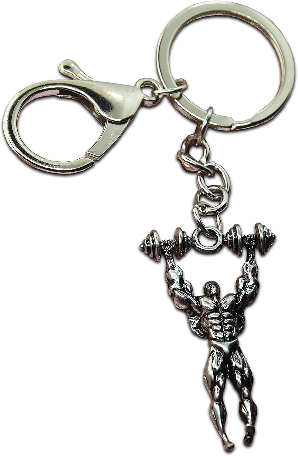 Seraphis Bodybuilder Keyring Exercise Pose with Dumbells Gift Bodybuilders Gym, Silver