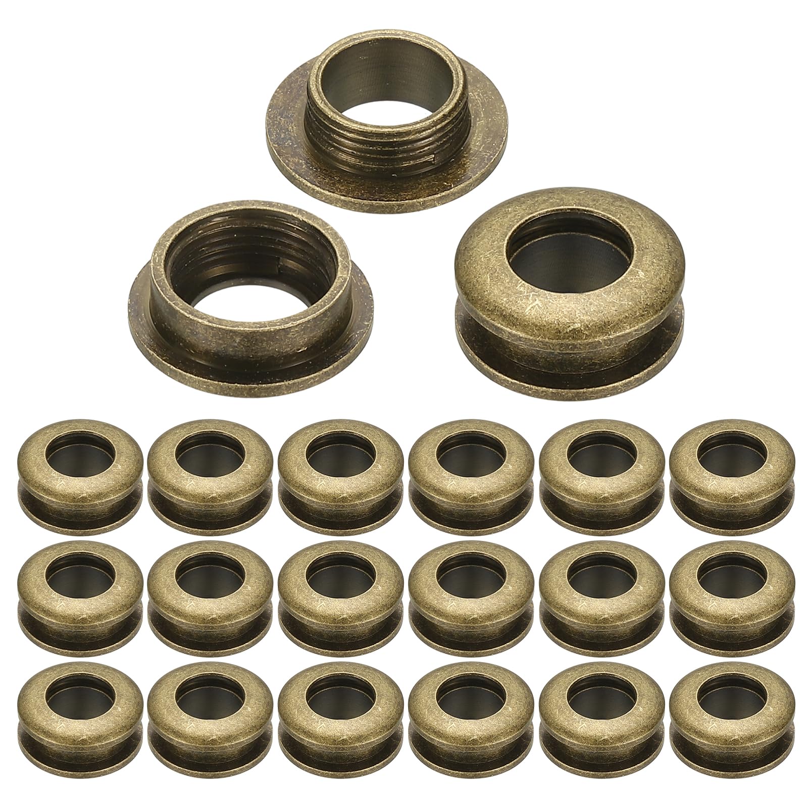 PATIKIL 8mm(1/3 inch) Solid Brass Hole Eyelets, 20 Pcs Arc Surface Self Backing Grommets with Washer for Shoes Clothes Crafts Bag Leather Craft, Bronze — image 1