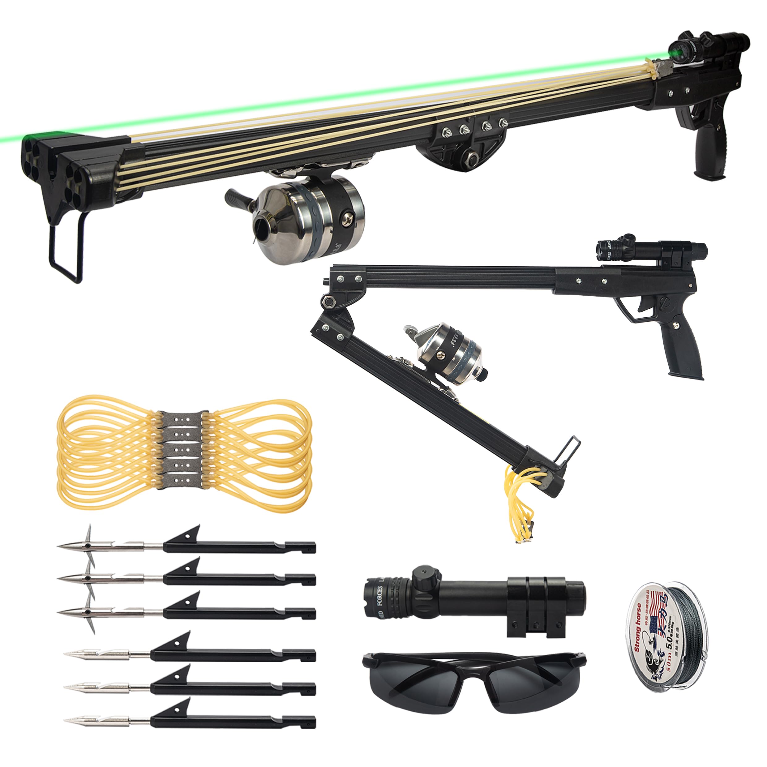 Photo 1 of Xguis Foldable Slingshot Rifle with Safety Lock for Adults, Professional slingshots with Reel and Slingshot Darts for Fishing