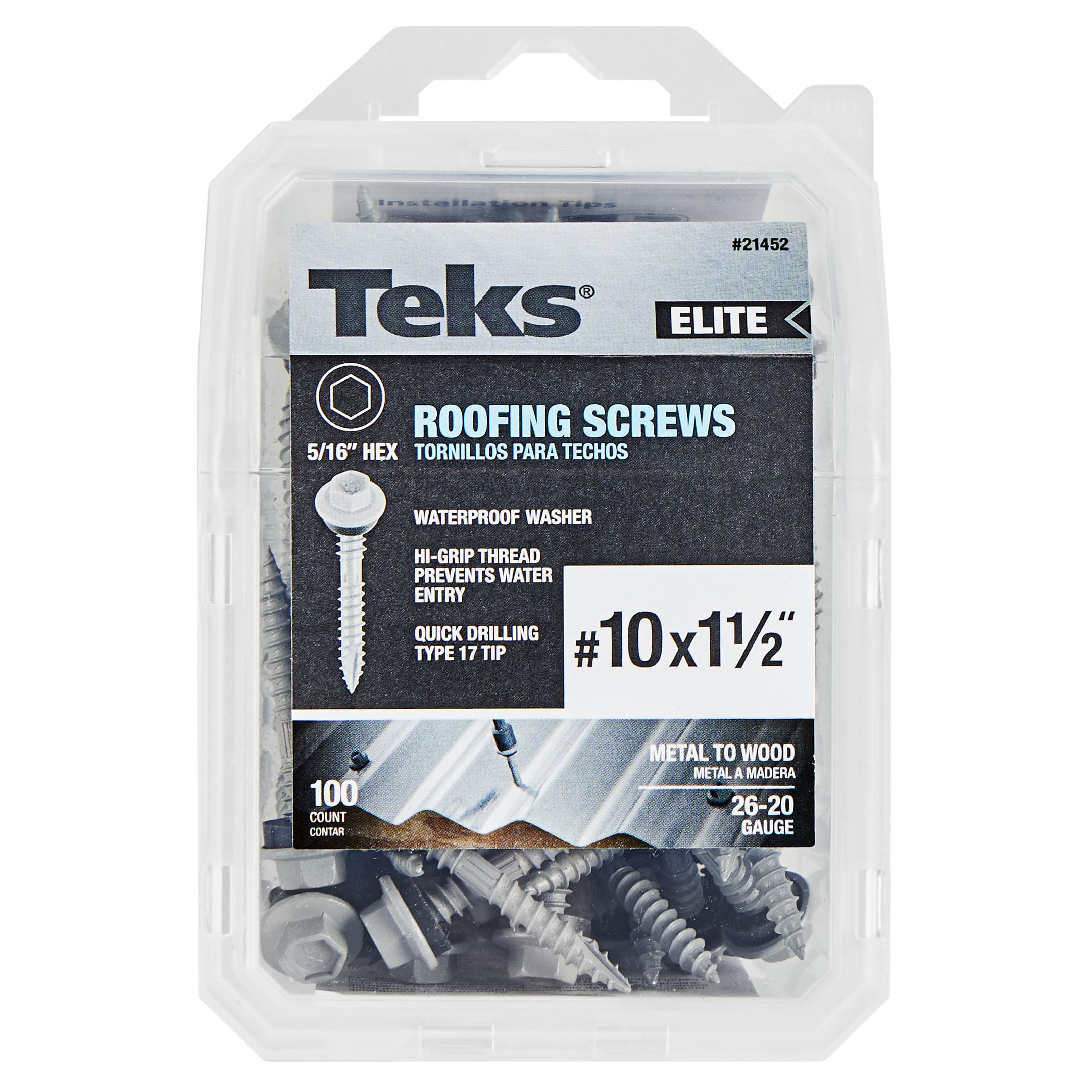 Teks 21452#10 x 1-1/2” HEX Washer Head Sharp PT