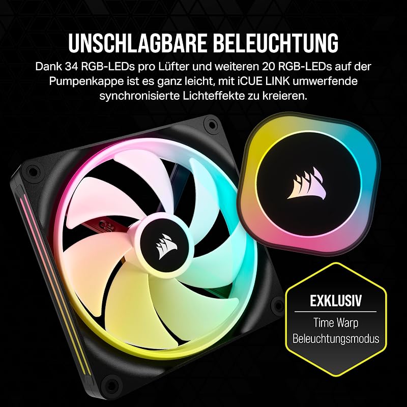 iCUE LINK H115i RGB Flüssig-CPU-Kühler - 280mm AIO - QX140 RGB-Lüfter - Passend Für Intel® LGA 1700, AMD® AM5 - iCUE LINK System Hub Enthalten - Schwarz
