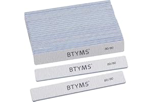 BTYMS 80/80 Grit Nail File - Professional Double-Sided Coarse Emery Boards for Shaping Acrylic & Gel Nails
