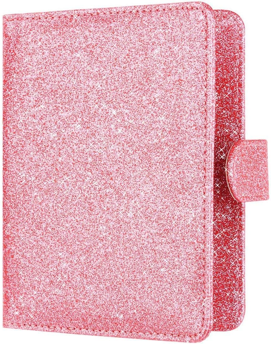 Uniuooi Passport Holder Cover Glitter RFID Blocking Premium PU Leather Travel Wallet Case Tickets Credit Cards Organiser Princess Pink