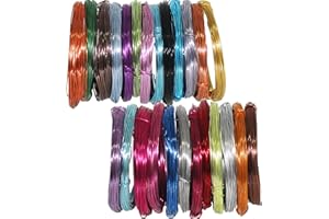 OURART 25 Rolls 820 Feet Colored Aluminum Craft Wire 0.8 mm Flexible Metal Artistic Jewelry Beading Wire, Each Roll 32.8 Feet, 25 Colors