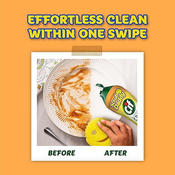 SCRUB DADDY SPONGES & CIF ALL PURPOSE CLEANER, LEMON – NON SCRATCH SPONGES FOR KITCHEN + BATHROOM – SCRUBBER AND MULTIPURPOSE CLEANER CREAM – CLEANING SUPPLIES KIT