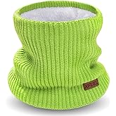XFUEL Kids Neck Warmer, Knitted Winter Neck Gaiter, Fleece Lined Infinity Scarf for Boys Girls, Ski Mask for Cold Weather