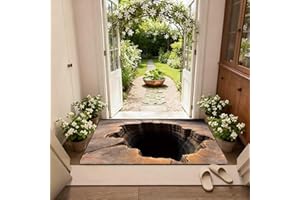 3D Optical Illusion Rug, Vortex & Bottomless Hole Design Non-Slip Doormat, pgrade Soft Easy Clean for Home Decor, Playroom, O