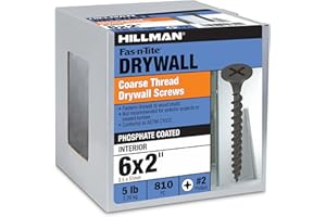 The Hillman Group 47127 6 X 2-Inch Coarse Thread Phillips Drive Drywall Screw, 5-Pound , black