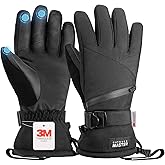 OutdoorMaster Ski Snow Gloves for Women & Men, 3M Thinsulate Waterproof Snowboard Gloves for Winter Warm Windproof Snowmobile with Double-Pocket