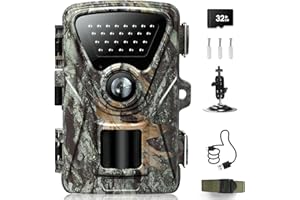 MAXDONE Trail Camera, 1520P 28MP Hunting Camera,32G Deer Cameras with Night Vision Motion Activated Waterproof IP66 Trail Cam 0.2s Trigger Time with 850nm 2” LCD Game Cameras