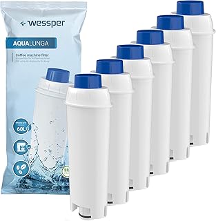 Wessper Kaffeemaschinenwasserfilterersatz Kompatibel mit DeLonghi DLSC002, SER3017 &amp; 5513292811 - einschließlich Versionen der ECAM, ESAM, ETAM Serie (6er Pack)
