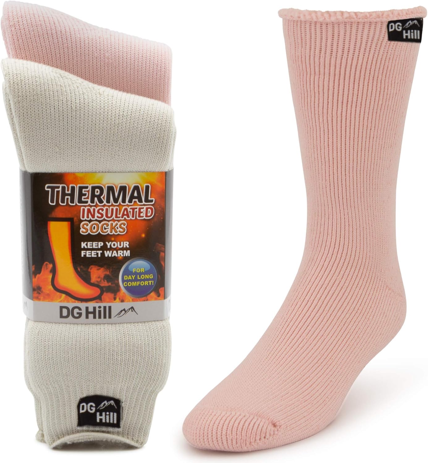 2 Pairs of Mens Thick Heat Trapping Insulated Boot Thermal Socks Pack Warm Winter Crew For Cold Weather at  Men’s Clothing store