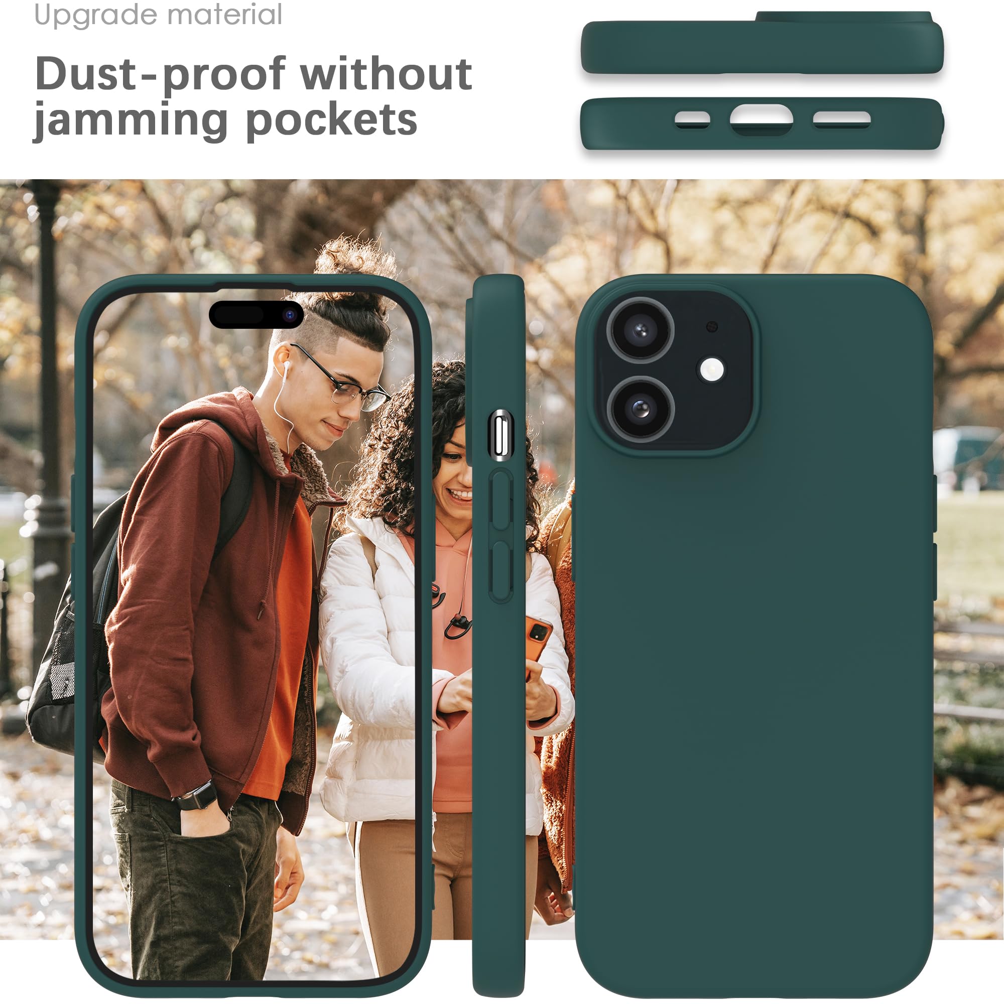 YATWIN Silicone Case for iPhone 11, Soft-Touch, Shockproof, DustProof, Antiskid Full Body Armour Phone Cover for Apple iPhone 11 - Dark Green
