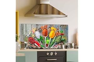 ROGGMARD Tempered Glass Kitchen Backsplash, Stove Back Top Cover, Splashback Tile, Kitchen Sink Cover Splash Guard, Home Wall Decor (30x14'')