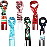 Liitrsh 6 Pcs Unisex Christmas Scarf with Tassels, Soft Knitted Holiday Scarf for Women Wraps Gift, 6 Styles (Elegant) Multicolor