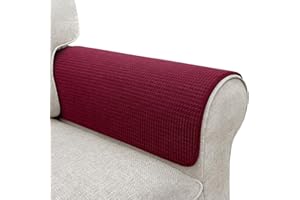 LOVOGEMY Couch Arm Covers, Sofa Arm Covers, Waterproof Armrest Covers for Sofa, Armchair, Loveseat, Non-Slip Recliner Arm Covers, Sofa Headrest Covers, Arm Chair Covers Set of 2 (Burgundy, 24"×20")