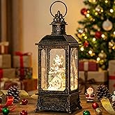Christmas Village Snow Globe Lighted Snowy Mountain Village Scene, Musical Snow Water Lantern Swirling Glittering Home Decoration and Gift, Battery Operated or USB Powered