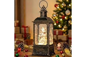 MXWCY Christmas Village Snow Globe Lighted Snowy Mountain Village Scene, Musical Snow Water Lantern Swirling Glittering Home Decoration and Gift, Battery Operated or USB Powered