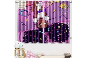 Kossmjx Black Girl Blackout Curtains 2 Panels 63" Inch Drapes for Kids Nursery Bedroom Purple Girls Blackout Curtains Cute Girls Themed Grommet Top Thermal Insulated Curtains for Nursery, 82" x 63"