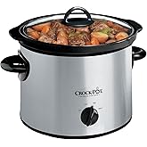 Crock-Pot 3-Quart Manual Slow Cooker, Serves 3+ People, Great for Small Meals, Dips, &amp; Sides; Removable Stoneware is Oven &amp; Dishwasher-Safe, Stainless Steel
