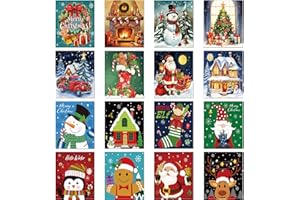AmazingSpark 16 Pcs Christmas Canvas to Paint Pre Drawn Christmas Canvas Sip and Paint Stretched Pre Printed Canvases for Painting Kids 8" x 10" Kit for Artist DIY Art Party Favors Adult's Date Night