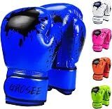 Grosee Kids Boxing Glove 6oz 8oz Blue Youth Sparring Training MMA Muay Thai