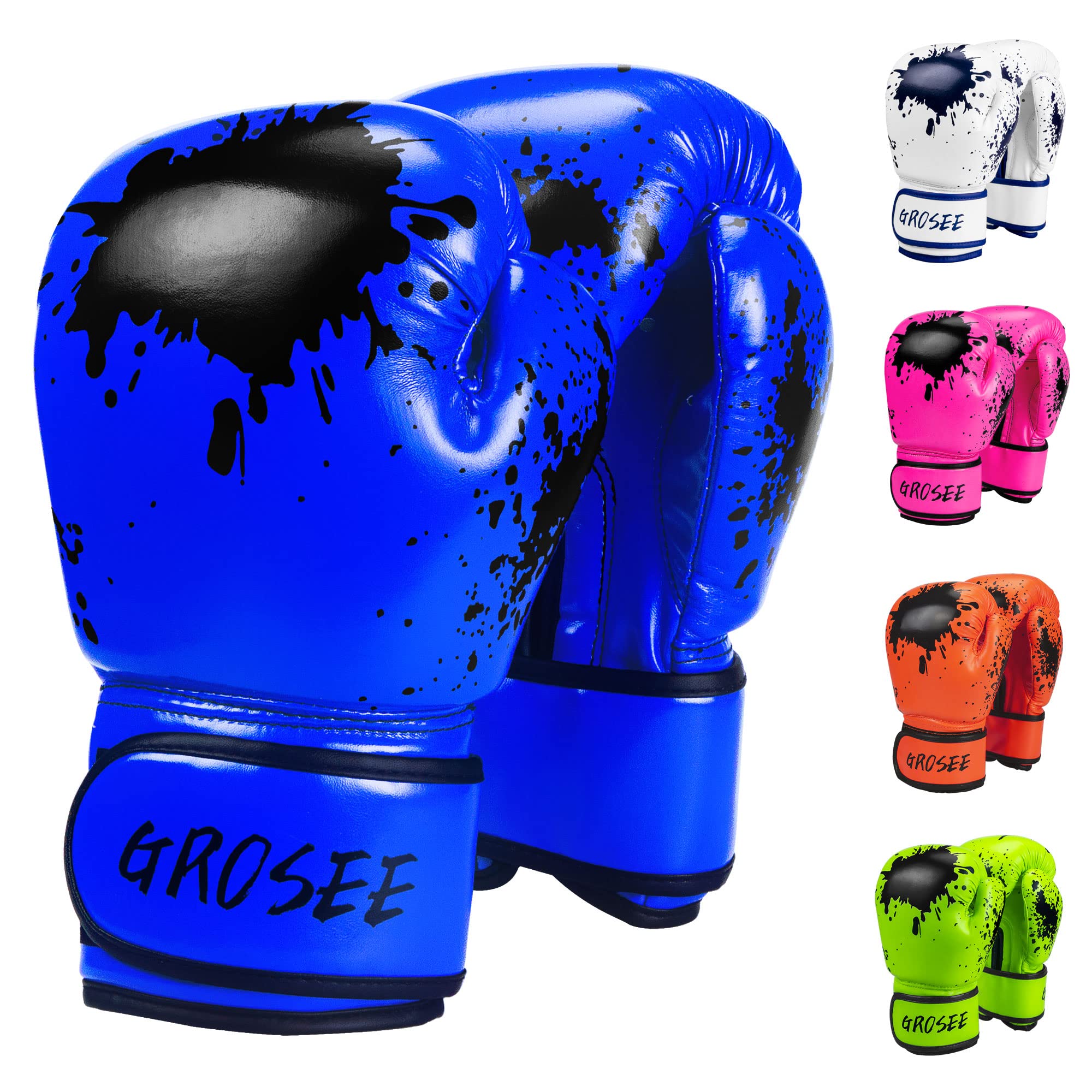 Kids Boxing Glove 6oz 8oz, Youth, Boys and Girls Training Sparring Gloves for Punching Bag, Kickboxing, Muay Thai, MMA, UFC, Gift for Age 6-15 Years (Blue, 6 oz (45-80 lbs)) — image 1