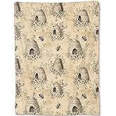 ainori Vintage Bee Blanket - Retro Beehive Sepia Tones Fleece Throw,Gifts for Kids Girls Women, Soft & Warm,Lightweight, for Rustic Modern Decor, Nature Lovers, and Room Home Accents 50x60in