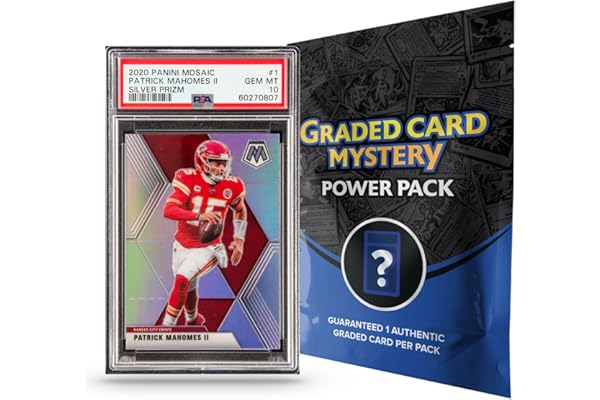 PSA Football Graded Card Mystery Pack + | PSA Graded Football Card + 1 Sealed Pack of Football Cards | Grade 8+ Guaranteed | Contains One Graded Vintage, Rookie, Legend or Current Star | by Zoo Packs