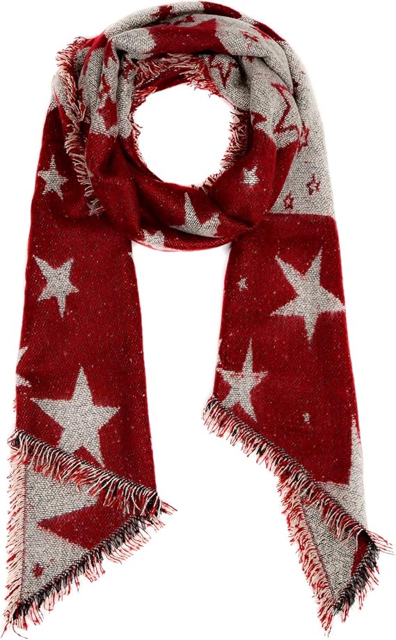 Neverless® Thick Women's Wool Scarf with Stars and Fringe Stars