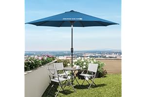 HOMEDEMO 10FT Outdoor Patio Umbrella Outdoor Table Umbrella with Push Button Tilt and Crank, Market Umbrella 8 Sturdy Ribs UV Protection Waterproof(Dark Blue)