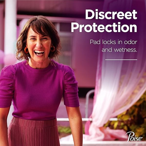 POISE INCONTINENCE & POSTPARTUM PADS FOR BLADDER LEAKS, 5 DROP MAXIMUM ABSORBENCY, REGULAR LENGTH, 48 COUNT, PACKAGING MAY VARY