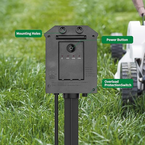 OUTDOOR REMOTE CONTROL POWER STRIP, 25FT EXTENSION CORD WATERPROOF, INDEPENDENT CONTROL OUTLETS, 6 GROUNDED OUTLETS FOR OUTDOOR DECORATIONS, 14 AWG, 15A/1875W, ETL LISTED (25 FT)