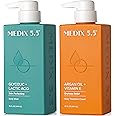 MEDIX 5.5 Glycolic Acid Exfoliating Face & Body Wash Cleanser + Argan Oil Moisturizing Body Cream Lotion 2PC Skin Care Set | Alpha Hydroxy Acid & Lactic Acid Foaming Face Wash, 2PC Set