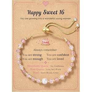 LAVEIR Natural Stone Bracelet Birthday Gifts for Girls with Meaning Card